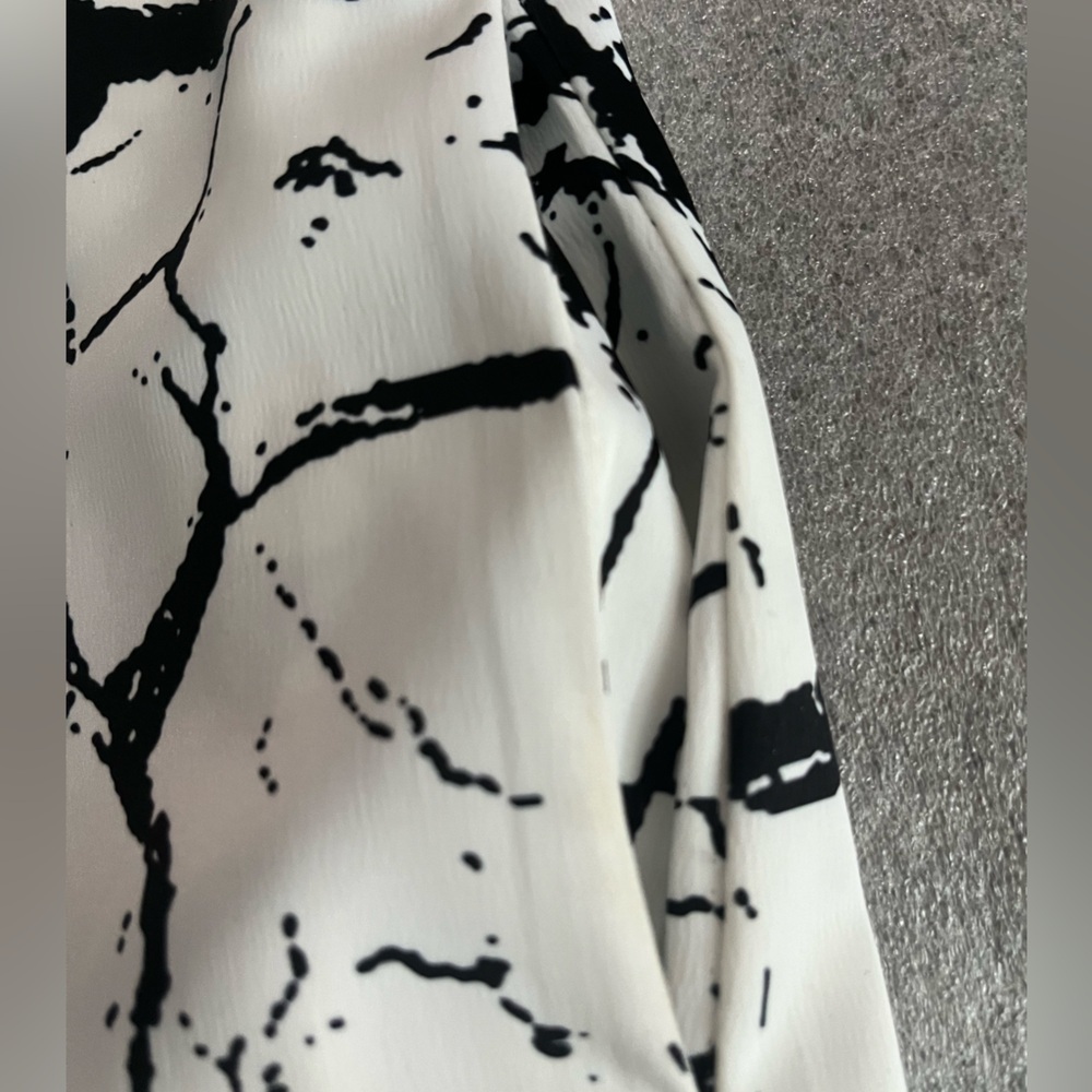 [M]RUDSAK Monochrome Black White Crackle Abstract Pattern Midi Shift Dress - Picture 4 of 9